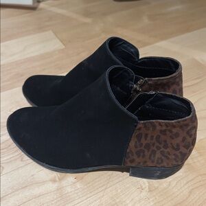 Black and Brown Leopard Ankle Boots